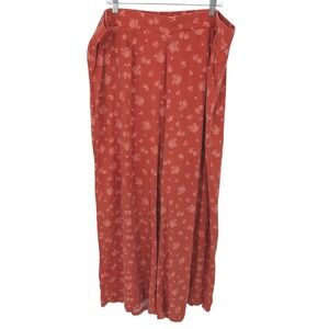 Torrid Wide Leg Pants Womens 3X Rust Orange Floral Boho Viscose Lyocell Pull On